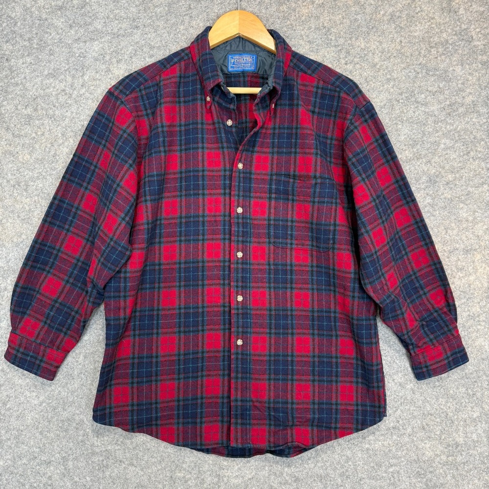Vintage Pendleton Flannel Shirt Men Large Tartan Plaid‎ Festive Lumberjack USA